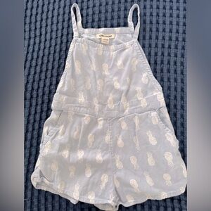 Billabong kids girl denim pineapple summer romper, size XS
